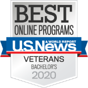 U.S. News and World Report 2020 Best Online Bachelor's Programs for Veterans Badge