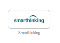 Smarthinking App button as it appears in Cardinal Apps. Button with "Smarthinking" appearing in blue and yellow stylized letters