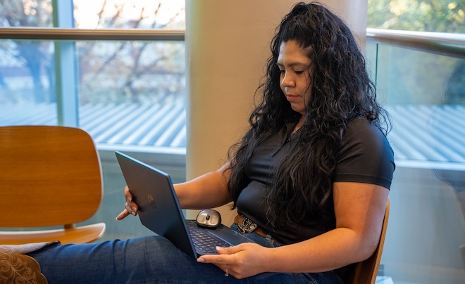 Woman using a laptop